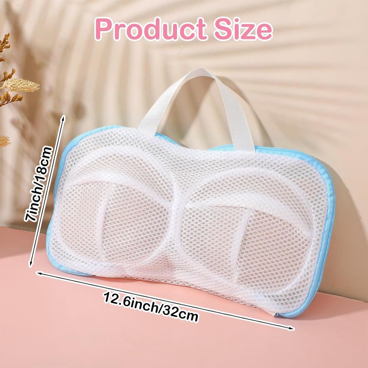 Set van 6 waszakjes Geschikt voor bh's, opbergzakjes Geschikt voor lingerie en bh's, met ritssluiting, blauwe bies, polyester mesh bh-hoesjes, machinewasbaar, Geschikt voor cupmaat A. — afbeelding 1
