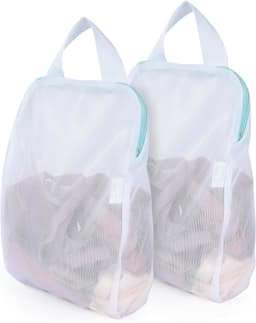 Set van 2 wasnetten met handvatten, 10 x 12 cm, ideaal voor lingerie, sokken en babykleding, met grote opening voor eenvoudig gebruik — thumbnail 1