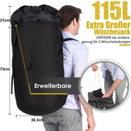 XXL Reiswaszak voor Vuile Kleding met Rugbanden — thumbnail 5