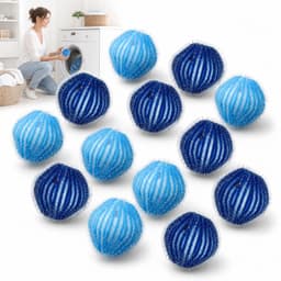 12x Witte/Blauwe Wasballen - Verwijdert Pluisjes, Haren & Dierenvacht — thumbnail 1