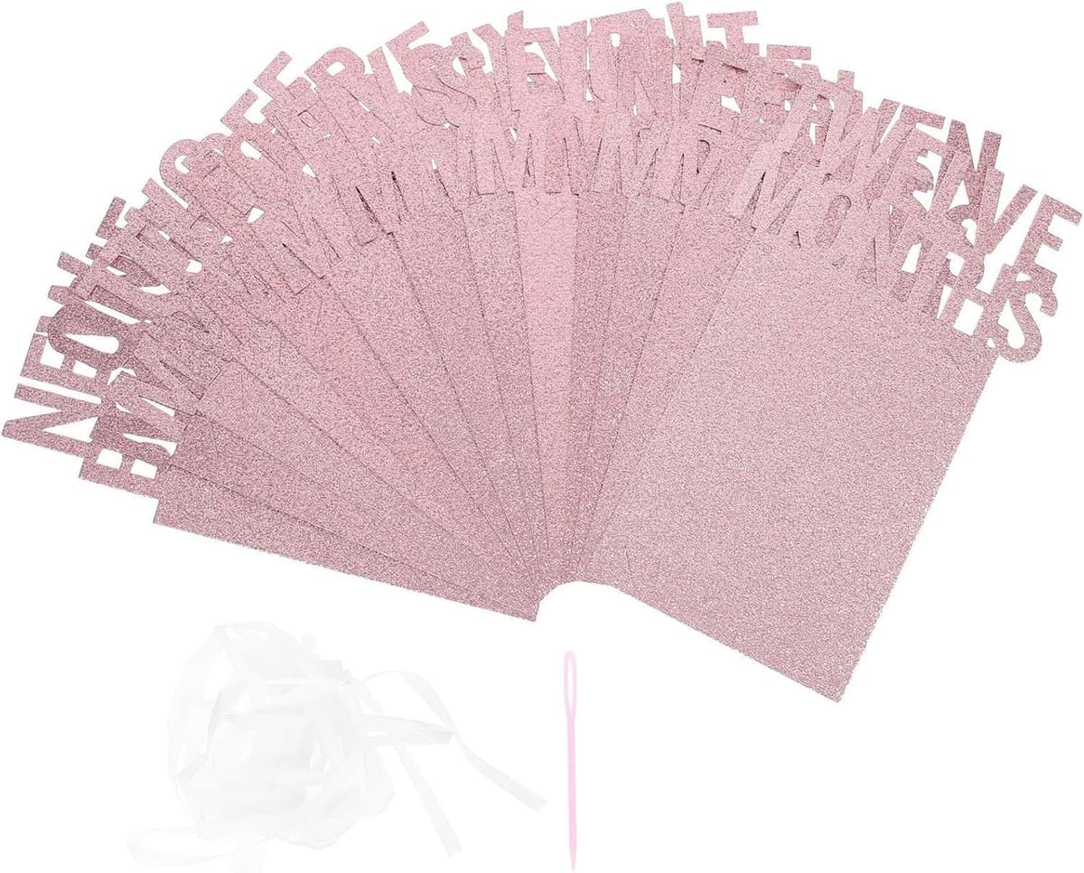 1set Foto Banner Met Glitters Gouden Maandelijkse Mijlpaal Fotolijn Voor Eerste Verjaardag Creëer Warme Herinneringen Feestelijke Sfeer — afbeelding 1
