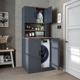 Roomart ATLANTIC-I Wasmachine Ombouwkast 70x180 cm - Overbouwkast - Antraciet Eiken — thumbnail 2