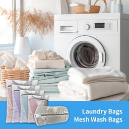 Waszakken, 8 stuks herbruikbare duurzame wasmachinetassen kleding beschermen wasnetten voor delicate blouse, kousen, T-shirt, sokken, ondergoed, beha, babykleding — thumbnail 2
