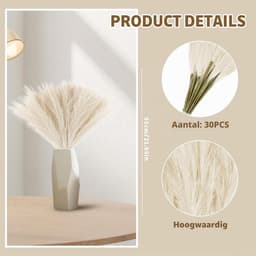 30 Stukken Gedroogd Pampire Gras, Gele Naturalnh - Fluffy Kunstbloemen en Decoratie voor Boho Bruiloft en Woondecoratie — thumbnail 5
