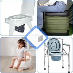 absorberend, 50 stuks, 240 x 130 mm, draagbare wc-inzetstukken met absorberende pads, super absorberend, campingtoilet, toiletzak voor volwassenen — thumbnail 5