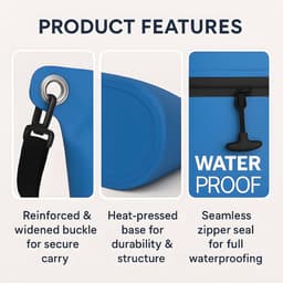Tas, lichte Dry Bag waterdichte zak voor outdoor, camping, wandelen, strand, kajakken, zwemmen, blauw, 6 Liter — thumbnail 5