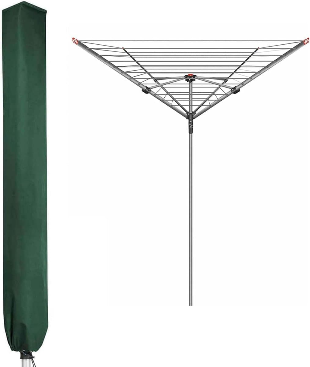 waslijn Cover 16x16x165cm Waterdichte Roterende Droger Cover Kleding Luchter Met Zip 600D Hoge Dichtheid Oxford PVC Coating, Groen — afbeelding 1