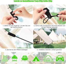 10 stuks zeilspanners van polycarbonaat, verstelbare tarpclips met antislip gekartelde bek voor dekzeilen, luifels en tenten, 8 x 3 x 2,5 cm — thumbnail 4