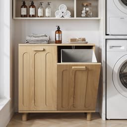 SONNENH Wassorteerder in kast met 2 uitneembare wasmanden en kantelfronten - Eikenlook - 66 x 35 x 67 cm — thumbnail 5