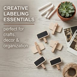 Set van 20 mini borden voor schrijven, houten knijpers met clip, krijtbordclips, kleine clips voor foto's, plantenstekers, memobord, voedsellabels en decoratie, multifunctionele kleine borden — thumbnail 2
