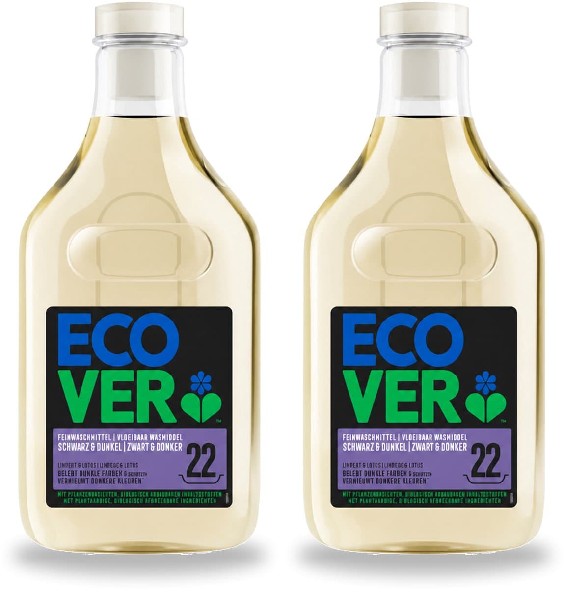 2 x Ecover - Vloeibaar wasmiddel - Zwart & Donker - 1 liter - 22 wasbeurten - Voordeelverpakking - 2 stuks — afbeelding 1