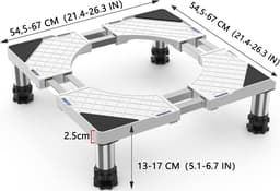 Wasmachineonderstel - Apparatenvoet - Apparaten Verplaatsen - Verstelbaar & Stabiel - 545-67 cm - Zilver — thumbnail 4