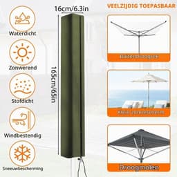 Rotating Clothesline Bescherming - Waterdichte 420D Oxford Stof Cover met Rits en Trekkoord voor Buitenkledinglijn en Tuinparasol, Ideaal voor Buitengebruik — thumbnail 4