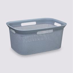 5Five Wasmand van rotan gevlochten - grijs - kunststof - 45 liter - 59 x 41 x 27 cm - rechthoek — thumbnail 4
