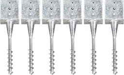 vidaXL - Grondpinnen - 6 - st - 14x14x58 - cm - gegalvaniseerd - staal - zilverkleurig — thumbnail 1