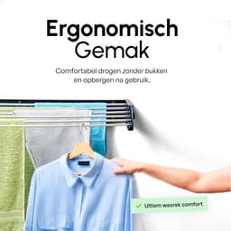 Bodo® In- en uitklapbaar droogrek met Ophanghaken - Zwart - 4m Drooglengte — thumbnail 2