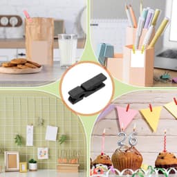 Wasknijpers, hout, kloppen, 100 stuks, kleurrijke houten knijpers met sterke greep, fotoclips voor het ophangen van foto's, kleding, decoratief knutselwerk, zwart — thumbnail 3