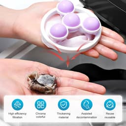 Herbruikbare Drijvende Wasfilterzakken van gaas - 3 stuks - Pluisballen - Dierenhaarvanger - Wasballen - Wasbalzak - Wasdrogerballen - Voor in de wasmachine - Verwijderd haar en pluisjes - Paars+Roze+Blauw — thumbnail 2