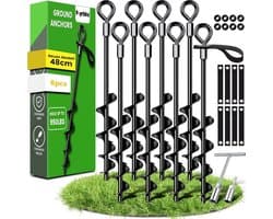 SnelShoppen - Ground Anchors 48 cm Set van 8 met Duurzame Straps - Grondankers voor Tent, Schommels, Luifels - Bijzonder Stabiliteit en Eenvoudige Ins