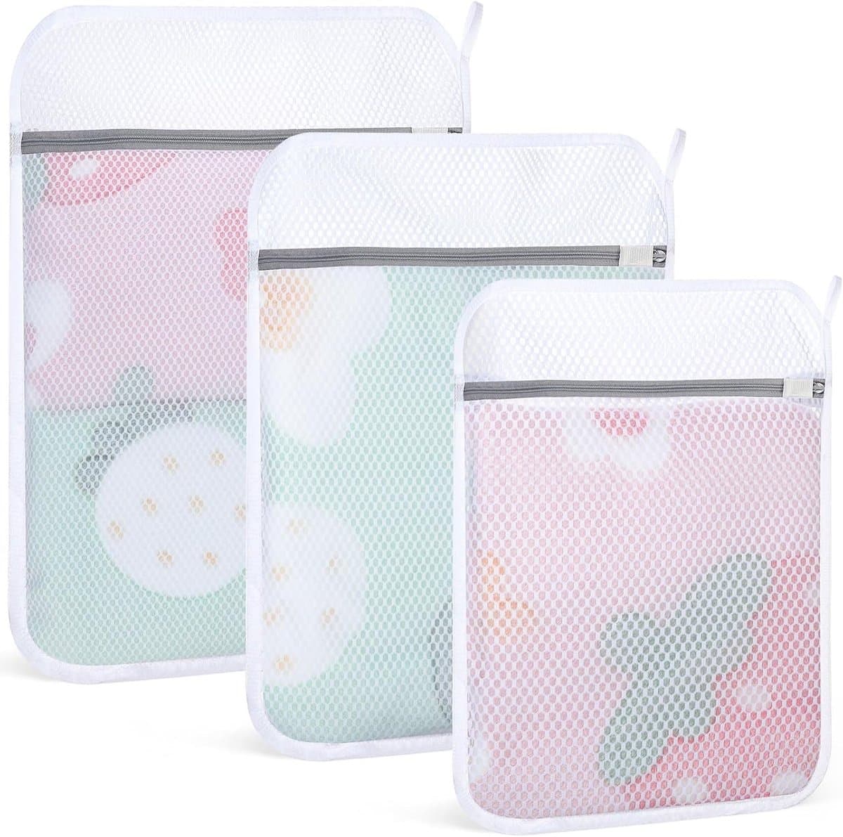 Duurzame Waszakken voor Delicate Kleding - 3 Pack Honingraat Mesh met Rits, Herbruikbare Waszakken voor Ondergoed, Sokken en Bh (12 x 15,7 inch + 16 x 20 inch + 20 inch) — afbeelding 1