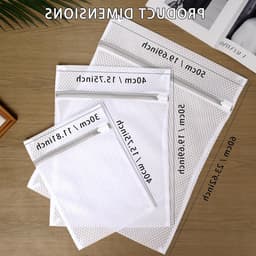 Set van 3 Herbruikbare Waszakken van Honingraatmesh, Milieuvriendelijk Polyester met Rits voor Bescherming van Delicate Kleding zoals Truien, Sokken en Ondergoed (S-M-L, Wit) — thumbnail 5