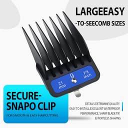 SnelShoppen - Combs Kammenset 10 Stuks - Volledige Grootte Beschermers 1/16 tot 1 Inch - Gekleurde Metalen Clips voor Tondeuses - Grijs — thumbnail 3