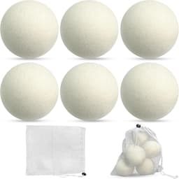 SnelShoppen - 6 Droogballen voor Wasdroger, Ø 8 cm, Natuurlijke Wasverzachter van 100% Ecologische Schapenwol, Vermindert Droogtijd, Duurzaam en Milie — thumbnail 1