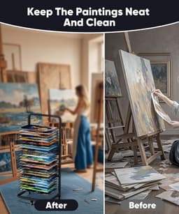 SnelShoppen - Heavy Duty Kunst Schilderij Droogrek Met 25 Afneembare Planken, Mobiele Canvas Opslagstandaard Met Vergrendelbare Wielen Voor Kunststudi — thumbnail 2