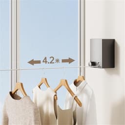 Uittrekbare Waslijn - Drooglijn Balkon - Kleding Drogen - Automatisch Intrekbaar - 4.2 meter - Grijs — thumbnail 4