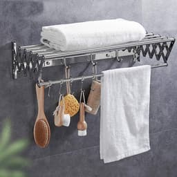 Waslijn Uitschuifbaar - Droogrek Muurbevestiging - Kleding Drogen - Ruimtebesparend Ontwerp - 80 cm - Zilver — thumbnail 4