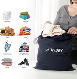 2 Pack Waszakken voor Vuil Wasgoed, Reiswaszakken van Wasbaar Nylon voor Zwemkleding en Sportoutfits — thumbnail 2