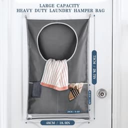 SnelShoppen - Grote Hangende Waszak - 73x48 cm - Wascollectoren voor Deur - Inclusief 2 Zuignappen & 2 Roestvrijstalen Haakjes - Ideaal voor Badkamer, — thumbnail 3