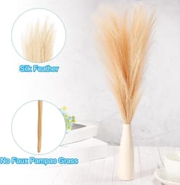 47 cm faux pampasgras, 4 stuks boho-decoratie voor huisdecoratie, kunstmatige hoge pluizige stengels voor bruiloft, bloemenfeest, vaas, arrangement centerpieces, kaki — thumbnail 5