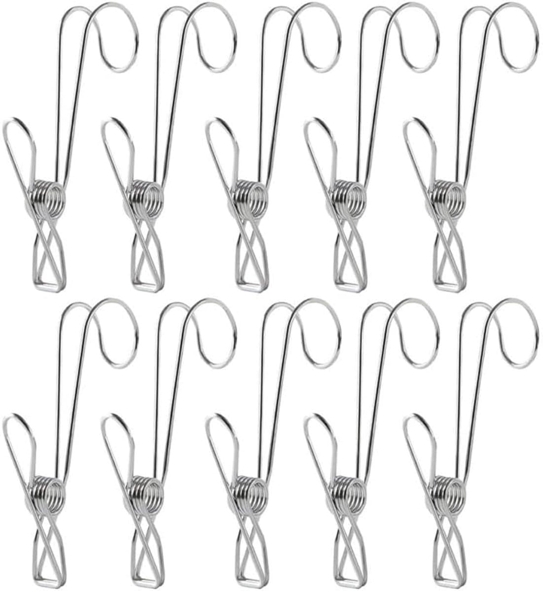 Wasknijpers met haken van roestvrij staal, metalen wasknijpers met hanger voor kleding, foto's, gordijnen, badkamer, keuken en tuin — afbeelding 1