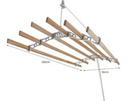 plafond ophangbaar Wit 180cm (L) x 56cm (W) x 14cm (H) katrol ruimtebesparend eenvoudig te bevestigen 6 duurzame houten latten