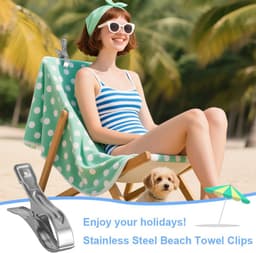 Wasknijpers, Roestvrij Stalen Clips, 12cm Lange Strandhanddoekenklemmen voor Wasgoed, Strandhanddoek, Badhanddoek, Beddengoed, Tapijt en Dikke Kleding — thumbnail 4