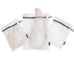 Waszakken, Beschermende Waszak van Gaas, voor Fijne Was, Makkelijke Ritssluiting met Beschermend Ritsslot, Wasbenodigdheden, Set van 3 in 2 Maten, White, 33 x 25 cm / 45 x 33 cm