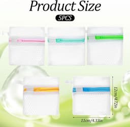 5 Stuks Kleine Mesh Waszakken, Duurzame Polyester Opbergzakken voor Geurige Parels, Reiswas Organizer, Bescherming voor Delicate Kleding — thumbnail 5