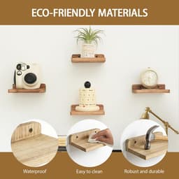 wandrek, 4 stuks, klein zwevend rek voor aan de muur, mini-rek voor badkamer en woonkamer, decoratieve wandplanken, badkamer voor cosmetica, specerijen — thumbnail 4