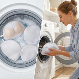 Wasnetten voor beha en ondergoed - 4 halfronde zakken 19 x 17 cm, beschermt delicate kleding in de wasmachine, ideaal voor lingerie en fijne was — thumbnail 2
