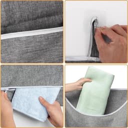 Hangende waszakken aan de muur - 2 stuks, 91 x 56 cm, grote opbergzakken voor wasgoed, grijs, ruimtebesparend en praktisch — thumbnail 2