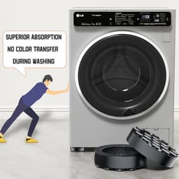 Trillingsdempers wasmachine - Wasmachine pootjes - Antivibratie pads - Witgoed accessoires - Geluidsdemper - Wasmachine verhoger - Anti slip mat - Droger accessoires - Trillingsdemper - Vloerbescherming - Demper wasmachine - Zwart - 4 stuks — thumbnail 2