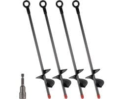 SnelShoppen - 4 Stuks Grondankers voor Trampoline met Spiraalboor, 38 cm Grondankers voor Tuin, Schommelsets, Tent en Schuren, Roestvrij Metalen Beves