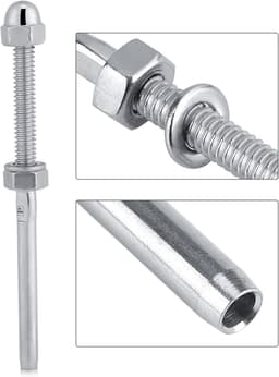 SnelShoppen - 10-delige kabelrail systeem met draadbout bevestiging voor 1/8 inch kabel - RVS kabelspanner voor balkon, tuin en terras — thumbnail 5