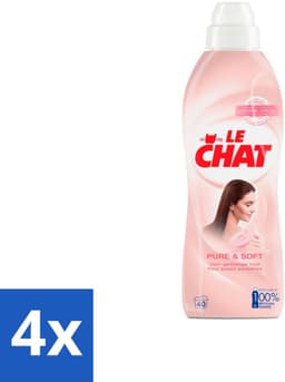 4 x Le Chat Wasverzachter Pure & Soft 40 Wasbeurten 880 ml - Wasverzachter - Hypoallergen - Huidvriendelijk - Wasgoed Verzachter - Babykleding — thumbnail 1