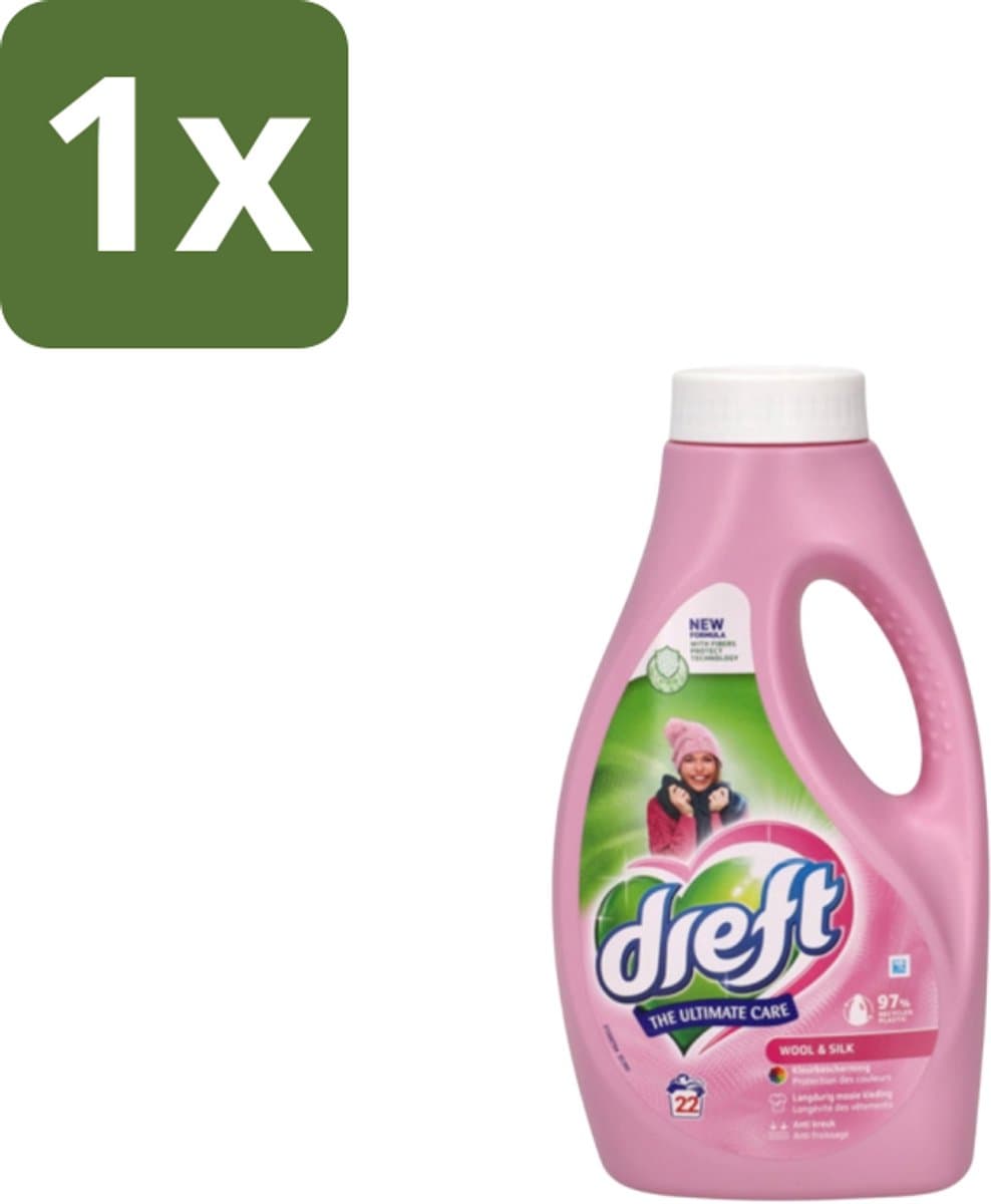 1 x Dreft – Vloeibaar Wasmiddel – Wol & Zijde – 22 Wasbeurten - Wol En Zijde Wasmiddel - Delicate Stoffen Wasmiddel - Mild Wasmiddel - Fijnwas - Handwas — afbeelding 1