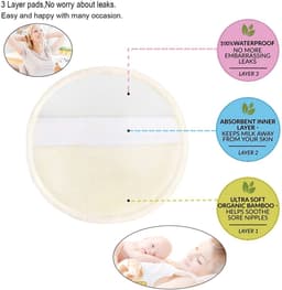 Dailygoods - PINOWU Voedingspads - 10 wasbare pads + natte tas + waszak, borstvoeding tepelkussentjes (groot 11,9 cm) — thumbnail 5