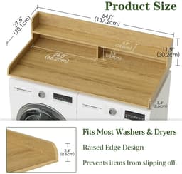 Dailygoods- Werkblad 2-traps - Wasmachine/Droger - Houten - Opbergruimte - Eiken - 137x70x30,2 cm - Aanrechtblad — thumbnail 2