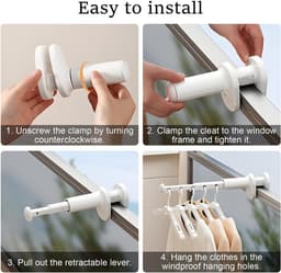 Dailygoods- Reis-droogrek Draagbaar - Inklapbaar - Verstelbaar - Geschikt voor 7 Kledingstukken - Zonder Boren - Eenvoudige Installatie - Kledingrek — thumbnail 2