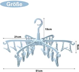 Dailygoods- Droogrek Klein - 24 Pinnen - Opvouwbaar - Duurzaam - Winddicht - Multi-clip Ontwerp - Hoogwaardig PP-kunststof - Waslijn — thumbnail 4